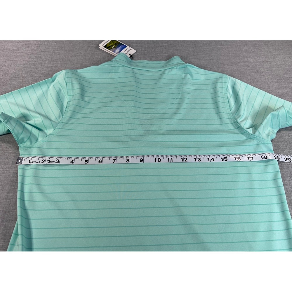 Pebble Beach Performance Womens Polo Shirt Medium Mint Green Striped V-Neck NWT - Picture 4 of 6